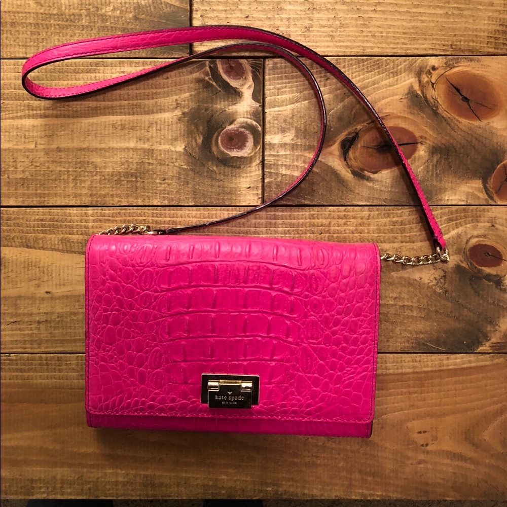 Leather hot pink Kate Spade crossbody